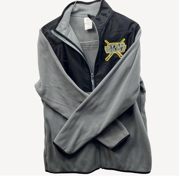 Disney Star Wars Mens Size Medium Full Zip Fleece Jacket- Embroidered Patch - Picture 2 of 5